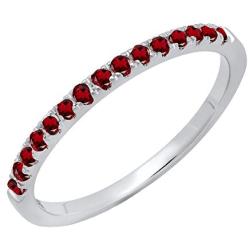 Dazzlingrock Collection 14K Round Gemstone Ladies Bridal Stackable Wedding Band 1/4 CT, White Gold