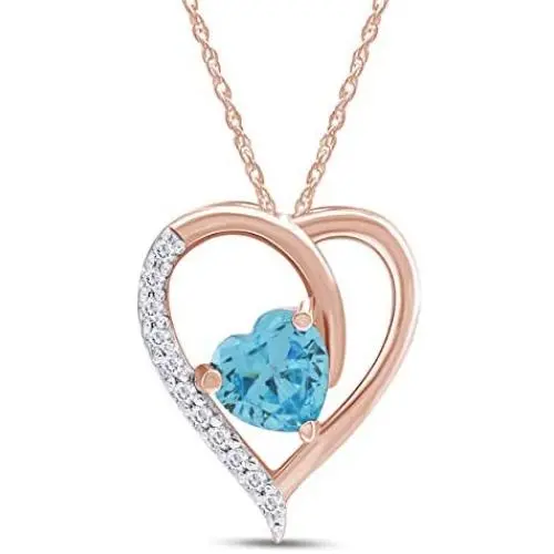Jewel Zone US Simulated Aquamarine Heart Pendant Necklace 14k Gold Over Sterling Silver Jewel Zone US Simulated Aquamarine Heart Pendant Necklace 14k Gold Over Sterling Silver