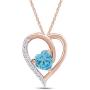 Jewel Zone US Simulated Aquamarine Heart Pendant Necklace 14k Gold Over Sterling Silver
