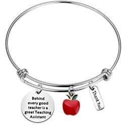 BAUNA Teaching Assistant Gift Behind Every Good Teacher is A Great Teaching Assistant Teachers Aide Key Chain TA Gift Thank You Gift for Teaching Assistant