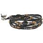 AeraVida Beautifully Vibrant Simulated Black Onyx Round Cotton Rope Wrap Bracelet