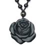 QIANXU Obsidian Pendant Necklace Black Rose Pendant Womens Jewelry Black Jewelry