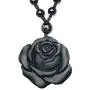 QIANXU Obsidian Pendant Necklace Black Rose Pendant Womens Jewelry Black Jewelry QIANXU Obsidian Pendant Necklace Black Rose Pendant Womens Jewelry Black Jewelry