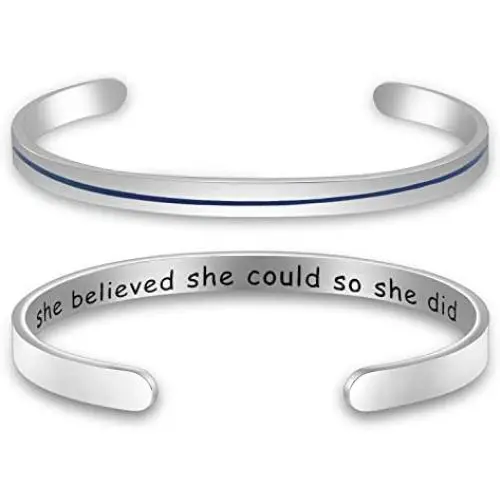 KUIYAI She Believed She Could So She Did Bangle Thin Blue Red Yellow Line Cuff for Women Female Officer Deputy Wife Police Office Gift Dispatcher Gift Firefighter Gift KUIYAI She Believed She Could So She Did Bangle Thin Blue Red Yellow Line Cuff for Women Female Officer Deputy Wife Police Office Gift Dispatcher Gift Firefighter Gift