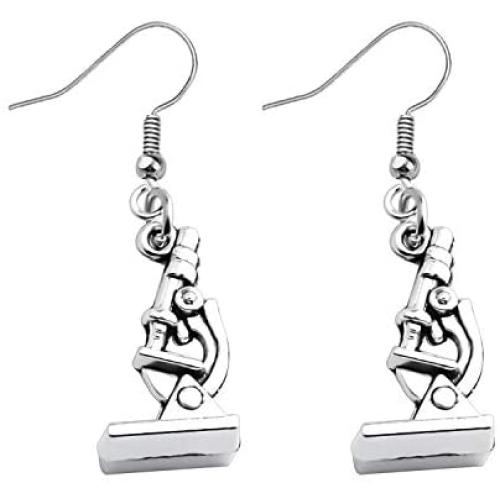 FUSTMW Microscope Dangle Earrings DNA Double Earrings Scientist Gifts Biology Chemistry Teacher Gift Science Nerd Jewelry Gifts