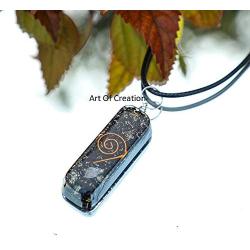 Crystal Chakra Gemstone Orgonite Necklace Pendant | EMF Protection | Energy Generator | Spiritual Healing (Black Tourmaline)
