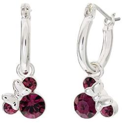 Disney Minnie Mouse Birthstone Jewelry for Women and Girls, Minnie Mouse Crystal Hoop Earrings