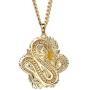 Mens Necklace Iced Out Micro Paved CZ 18K Gold Plated Dragon Pendant Necklace with Stainless Cuban Link Chain Hip Hop Jewelry