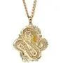 Mens Necklace Iced Out Micro Paved CZ 18K Gold Plated Dragon Pendant Necklace with Stainless Cuban Link Chain Hip Hop Jewelry