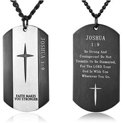 VI.SPORT Boys Stainless Steel Military Dog Tag Necklace Religious Egyptian Ankh Cross Pendant Girls Gifts for Men Women Jewelry Curb Chain