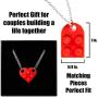IN-COG-NEATO Brick Necklace for Couples Friendship Heart Pendant Shaped 2 Two Piece Jewelry Set Compatible with Lego Elements Gifts for Him Her…