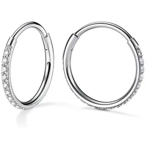 Vinjewelry Cubic Zirconia Hoop Earrings -2 PCS Cartilage Earrings Hoop for Women Girls 20G 316L Surgical Steel Plated 14K Hypoallergenic Huggie Earrings Vinjewelry Cubic Zirconia Hoop Earrings -2 PCS Cartilage Earrings Hoop for Women Girls 20G 316L Surgical Steel Plated 14K Hypoallergenic Huggie Earrings