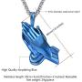 U7 Praying Hands Necklace for Men Women Religious Pendant with 22 Inch Spiga Rope Chain 22'',5 Styles, Customizable
