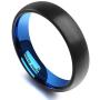 King Will Duo Unisex 5mm 6mm 7mm 8mm Classic Black Rose Gold/Blue Domed Tungsten Carbide Wedding Band Ring Comfort Fit