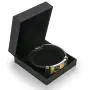 Amber Leather Bracelet - Square Wrap in a Gift Box - Stainless Steel Adjustable - Amber Culture