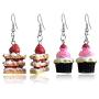 DAMLENG 2 Pairs Unique Handmade Simulation Strawberry Layer Cake Dessert Dangle Drop Earrings Set for Women Girls Teens funny Creative Ice Cream Food Jewelry Gifts