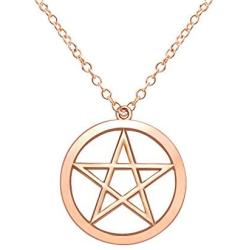MANZHEN Gold Silver Supernatural Star Pentagram Pentacle Pendant Necklace Wicca Pagan Jewelry