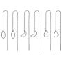 Stainless Steel Delicate Long Chain Threader Drop Earrings Geometric Disc Triangle Rose Pearl Moon Teardrop Leaf Dangle Pendant for Women Girls Fashion Jewelry Gift