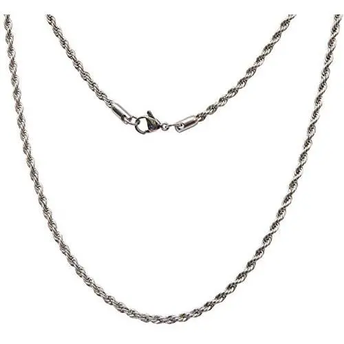 AdiyZ Rope Chain Necklace,2mm 3mm 4mm 5mm Stainless Steel Mens Wowens Twist Chains Jewelry, Silver,Gold Plated,Black Color AdiyZ Rope Chain Necklace,2mm 3mm 4mm 5mm Stainless Steel Mens Wowens Twist Chains Jewelry, Silver,Gold Plated,Black Color