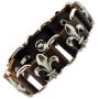 Mandala Crafts Fleur De Lis Saints Charm Brown Leather Cord Strap Buckle Bracelet