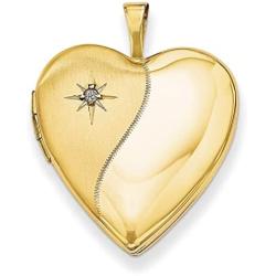 Pori Jewelers 14K Solid Yellow Gold Heart Locket Pendants- For Photos, Messages, sentimentals