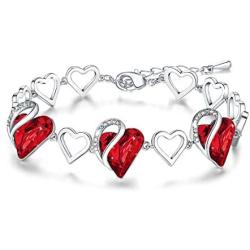 Leafael Infinity Love Heart Link Bracelet with Birthstone Crystal, Womens Gifts, Silver-Tone, 7'' with 2'' Extender