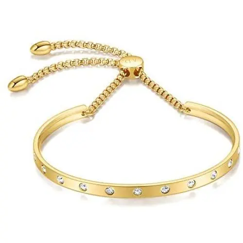 ALLEN DANMI Jewelry Cubic Zirconia 18 K Gold/Rose Gold/White Gold Cuff Bangle Bracelet Adjustable Chic Link Chain Bracelet Shining Luxury Gift for Women. ALLEN DANMI Jewelry Cubic Zirconia 18 K Gold/Rose Gold/White Gold Cuff Bangle Bracelet Adjustable Chic Link Chain Bracelet Shining Luxury Gift for Women.
