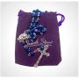 Nazareth Store Deep Blue Crystal Beads Rosary Necklace Catholic Prayer Jerusalem Holy Soil Medal Cross Holy Land Antique Religious Rosaries Beads Collection
