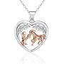 Horse Necklace for Women 925 Sterling Silver Love heart Girl Stroking Horse Head Pendant Necklace Jewelry Gifts for Women Daughter Sister
