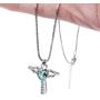 Birthstone Necklaces Cross Necklace for Women Girls Cubic Zirconia Angel Wing Birthstone Heart Charm Pendant Necklace Gifts for Valentine