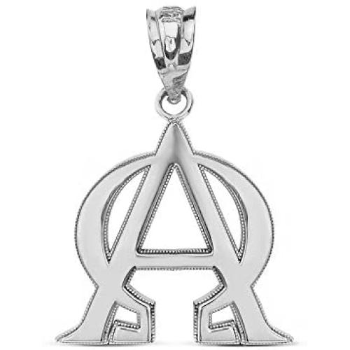 Fine 925 Sterling Silver Alpha and Omega Christian Symbols Charm Pendant