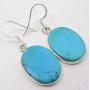 SilverStarJewel Solid Sterling Silver Original Oval Turquoise Earrings 1.6''