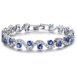 Almusen Fashion S-Type Copper Cubic Zirconia Tennis Bracelet Plated Silver Bracelets for Women Jewelry Gifts for Women Party/Anniversary Day/Birthday