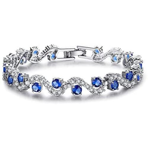 Almusen Fashion S-Type Copper Cubic Zirconia Tennis Bracelet Plated Silver Bracelets for Women Jewelry Gifts for Women Party/Anniversary Day/Birthday