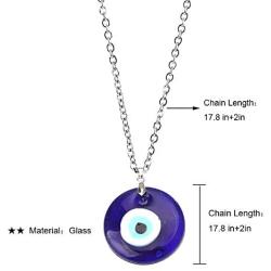 Evil Eye Necklace,Blue Turkish Glass Leather Rope Evil Eye Necklace for Women Men Lucky Protection