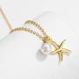 UILZ Pendant Necklace for Women - Tiny 14K Gold Plated Heart Circle Starfish Hollow Cube Pendant Chain Adjustable Necklace for Girls Women Jewelry Gifts
