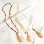 IVRRISS Boho Necklace Beaded Chain Necklace, Conch Shell Necklace