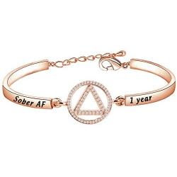 KUIYAI Sober AF Bracelet 1 Year 2 Years 5 Years Sobriety AA Yearly Bracelet Alcoholics Anonymous Gift AA Recovery Jewelry