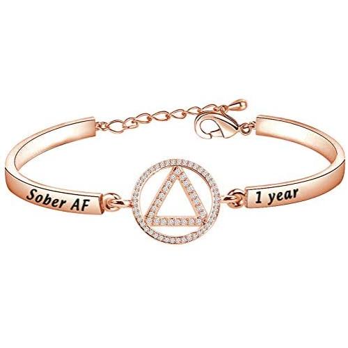 KUIYAI Sober AF Bracelet 1 Year 2 Years 5 Years Sobriety AA Yearly Bracelet Alcoholics Anonymous Gift AA Recovery Jewelry