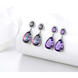 Teardrop Earrings Drop 925 Sterling Silver Dangle Earrings Girls Dating Crystal Gift