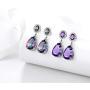 Teardrop Earrings Drop 925 Sterling Silver Dangle Earrings Girls Dating Crystal Gift