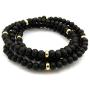 Fashion 21 Jet Black, Brown Tone 6mm 30'' Wooden Bead Metal Connect Ball Bead Necklace