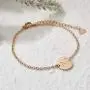 THREE KEYS JEWELRY Rose Gold Initial Bracelet for Girls Gifts Stainless Steel Dainty Coin Name Initial Charm Bracelet Alphabet Letter Pendant Initial Bracelets for Women with Initial