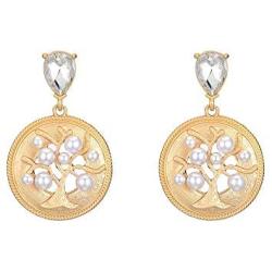 Sinkcangwu Women Earrings Statement Rhinestone Earrings Round Tree Pendant Trend Fashion Jewelry Drop Hanging Dangle Earring Charm Colorful