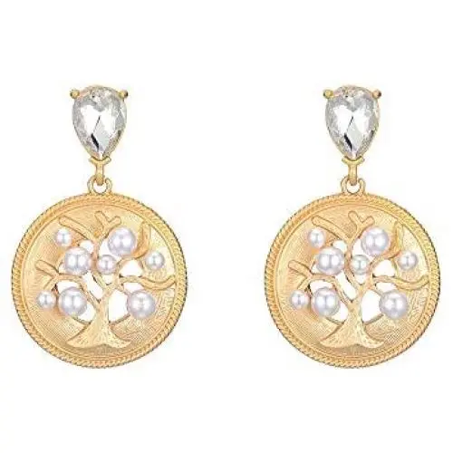 Sinkcangwu Women Earrings Statement Rhinestone Earrings Round Tree Pendant Trend Fashion Jewelry Drop Hanging Dangle Earring Charm Colorful