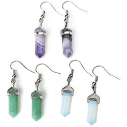 JOVIVI Womens Natural Amethyst Aventurine Opalite Crystal Chakra Pendant Earrings Set