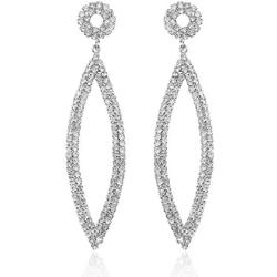 RIAH FASHION Sparkly Rhinestone Chandelier Statement Drop Earrings - Bridal Wedding Crystal Cubic Zirconia Geometric Dangles Rectangle, Teardrop, Pointed Oval Marquise, Rhombus