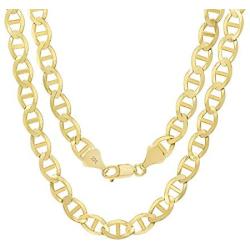 Nuragold 10k Yellow Gold Solid 7.5mm Anchor Mariner Link Chain Necklace, Mens Jewelry Lobster Lock 20'' 22'' 24'' 26'' 28'' 30''