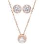 BRIDE DAZZLE Bridesmaid Gifts - Pretty Halo Cubic-Zirconia Necklace & Earrings Set (18'', Rose Gold)