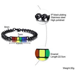 MPRAINBOW Lesbian Gay Pride Relationship Rainbow Stainless Steel Link Bracelet for Men Boy